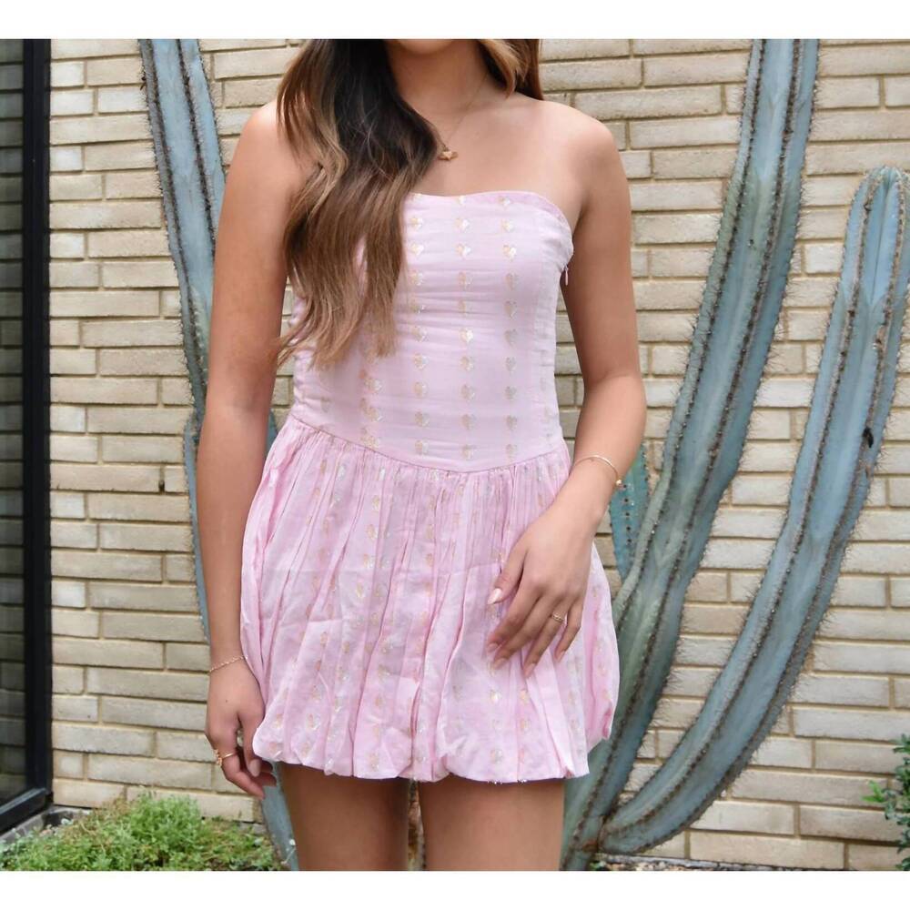 NEW THEME daniela lurex heart bubble dress in pink